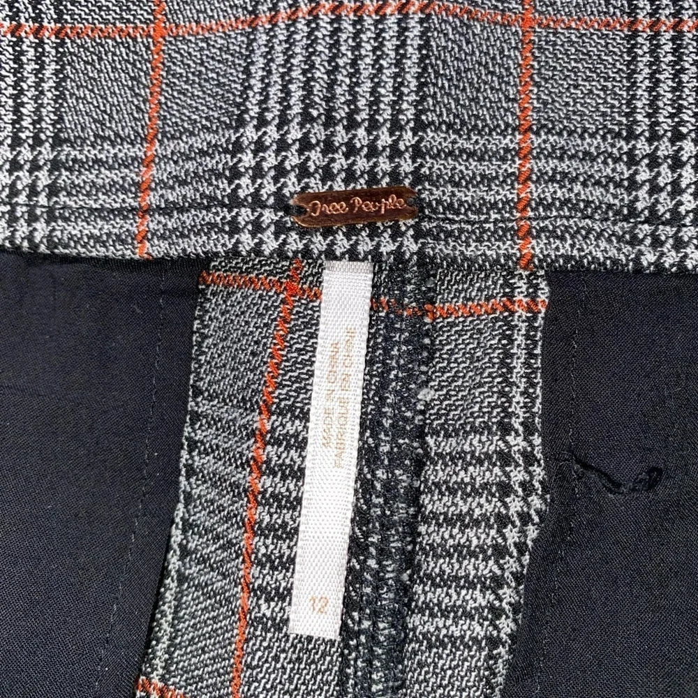 Free People Kick Flare Plaid Cropped High Rise Gray Trouser Pants Plaid Office - Picture 11 of 14